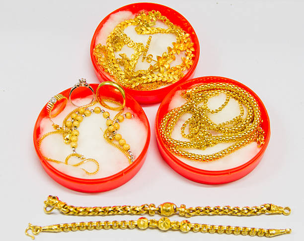 istock Golden jewelry set 493540723