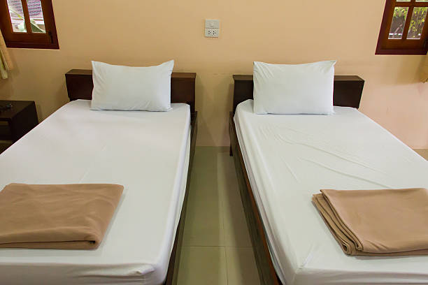 istock Twin bed in the hotel 493540737