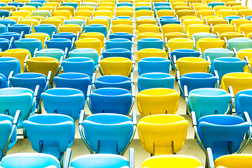 Colored Seating rows in the Stadium