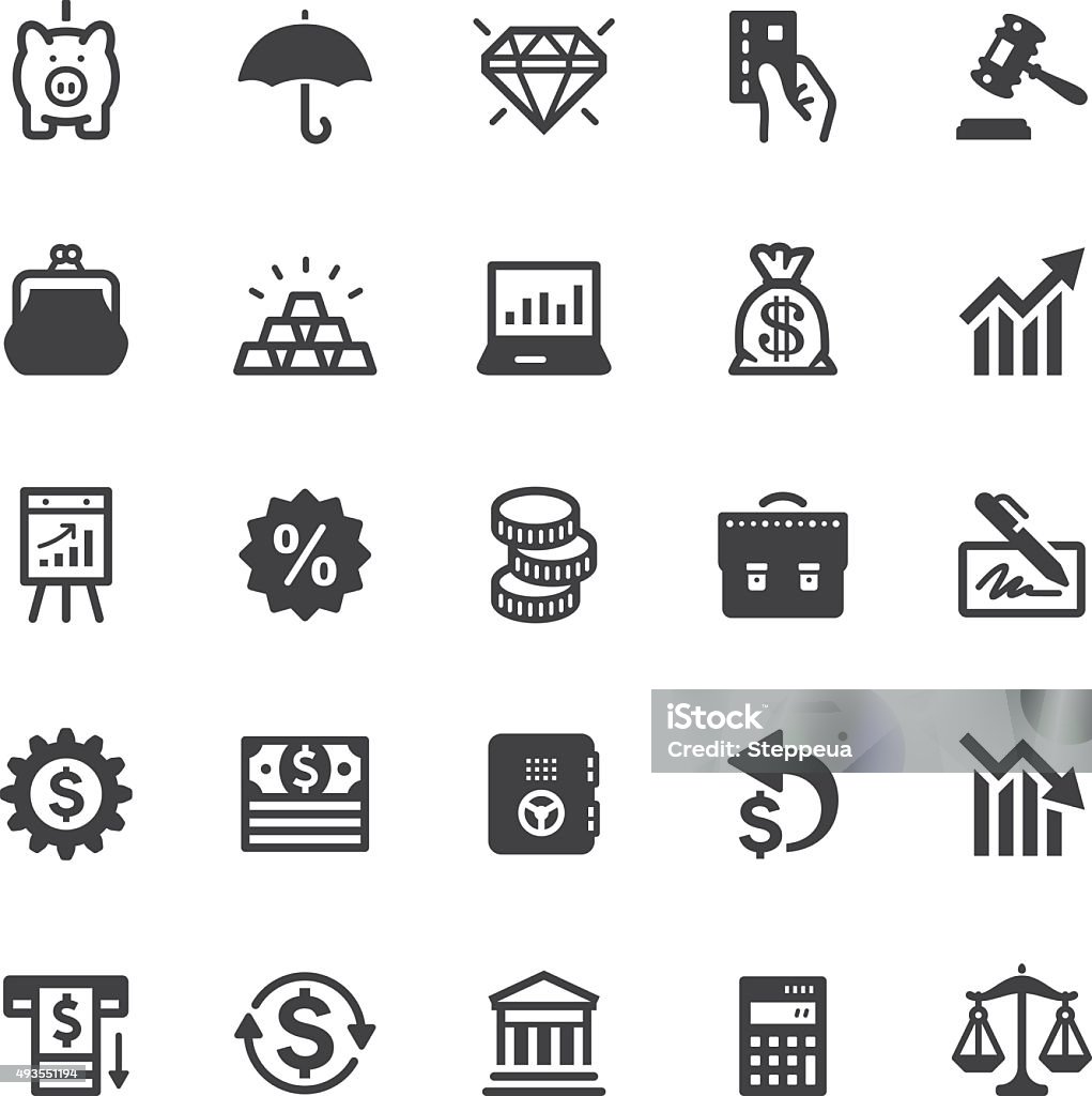 Finance icons - Black series Vector icons. Black series. One icon consists of a single object. Files included: Vector EPS 10, JPEG 3000 x 3000 px, transparent PNG, AI 17 Icon Symbol stock vector