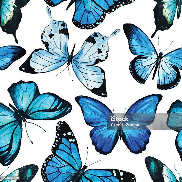 Watercolor Butterfly Pattern Vector Stock Illustration - Download Image Now - 2015, Adulation, Backgrounds