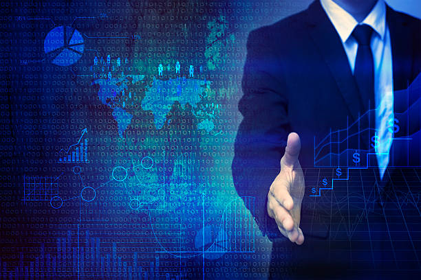 istock Businessman on finance background 493555314