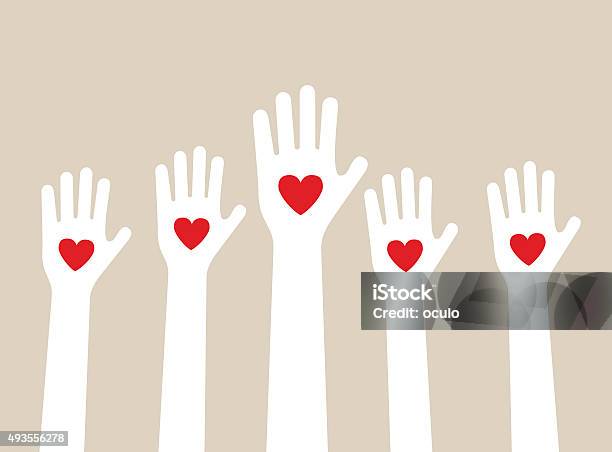 Hands Raising Love Stock Illustration - Download Image Now - Heart Shape, Reaching, Volunteer