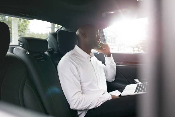 istock Young entrepreneur working during travelling to office 493556308