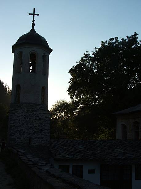 istock Church in Shiroka Laka, Bulgaria in Sunset 493557220