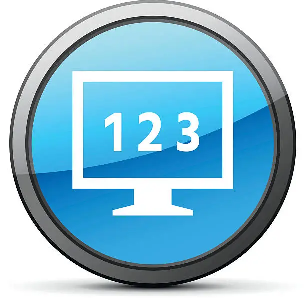 Vector illustration of Computer Monitor icon on a round button. - BrightSeries
