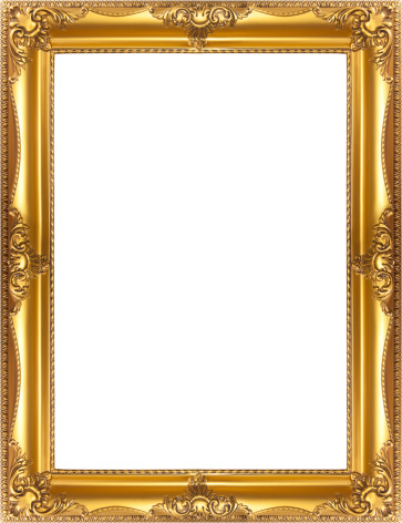 Vertical Golden Baroque Frame on white background