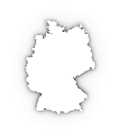 Germany map in white including a clipping path. High quality illustration.