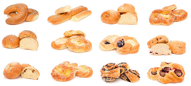 istock Collection of various types of breads, rolls and buns 493574360