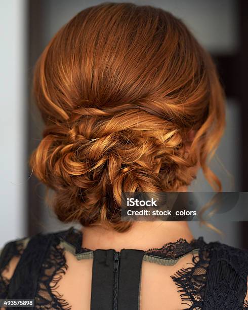 Elegant Hair Bun Stock Photo - Download Image Now - Hair Back, Hair Bun, Braided Hair