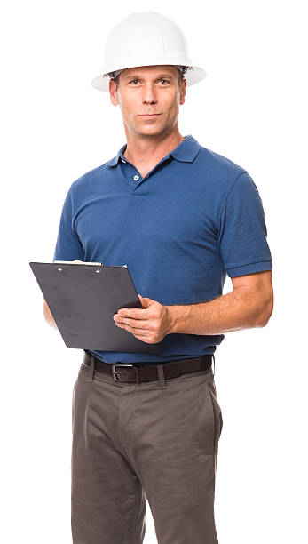 istock Causal Businessman Architect Engineer with Clipboard on White 493576120