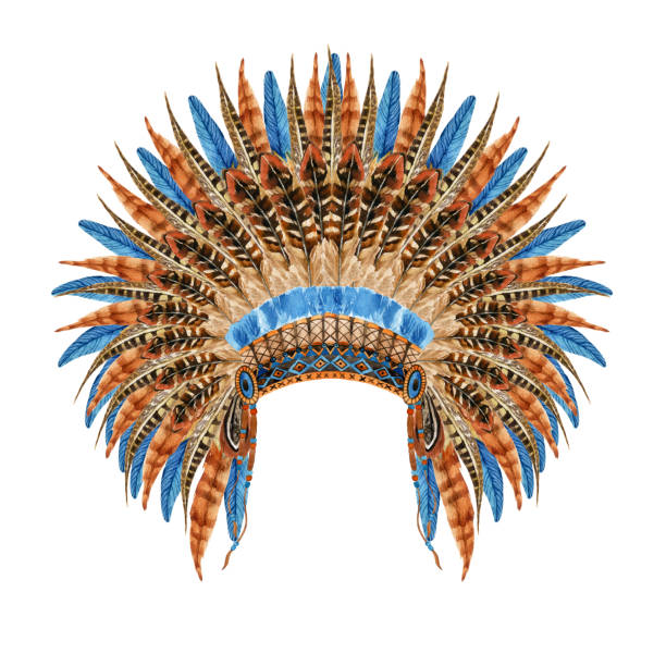 illustrations, cliparts, dessins animés et icônes de coiffes d'amérindiennes - feather headdress