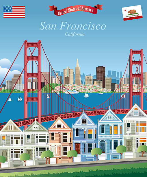 샌프란시스코 francisco - san francisco county house community skyline stock illustrations