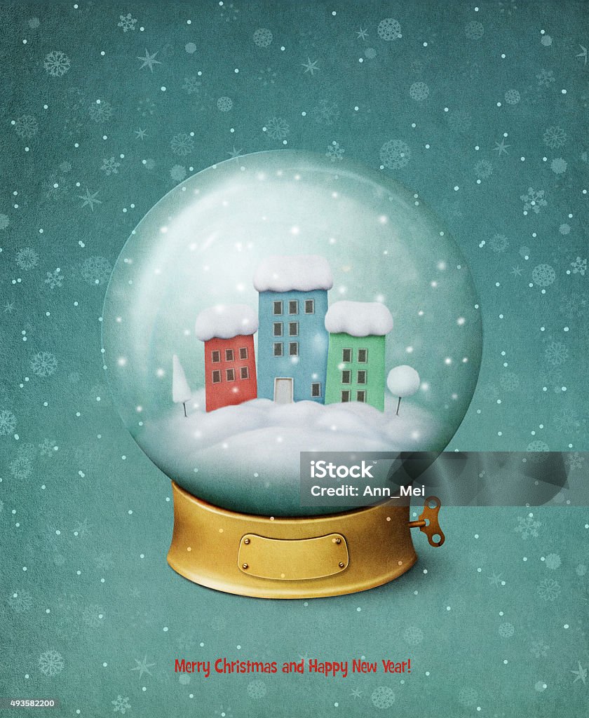 Snow Globe Greeting card or poster with  snow globe 2015 stock illustration