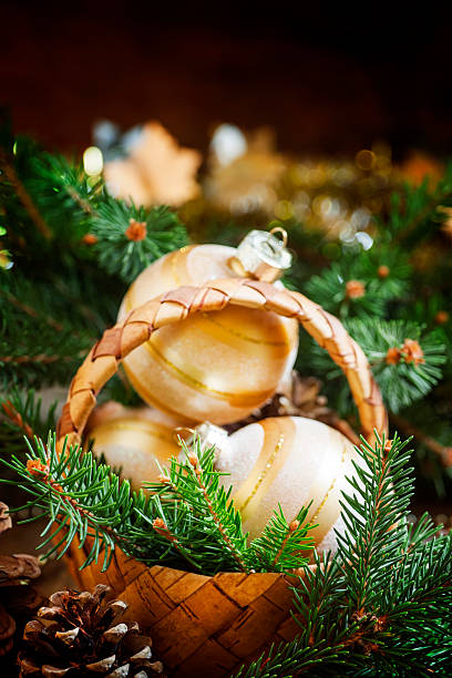 istock Christmas Christmas card with fir branches 493585986