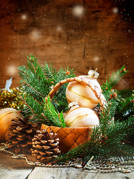 istock Christmas Christmas card with fir branches 493586362