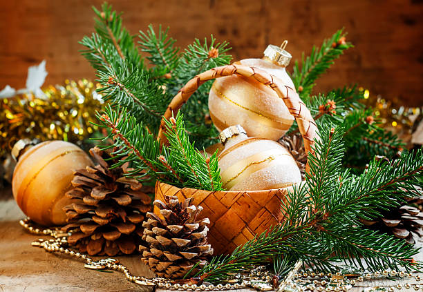 istock Christmas Christmas card with fir branches 493586432