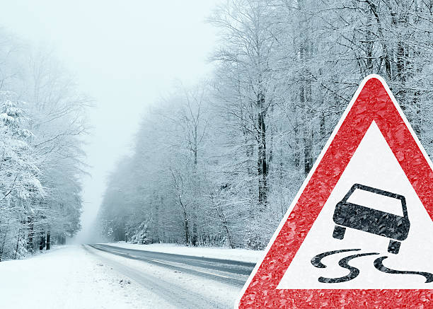 istock Winter Driving - Caution - Risk of Snow and Ice 493586876
