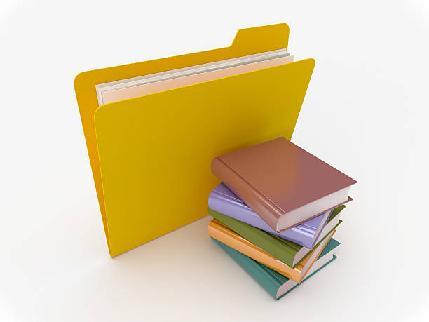 Yellow Folder With Book Stack stock photo