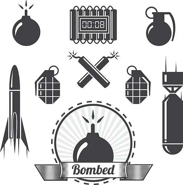 Vector illustration of Bomb Vector set