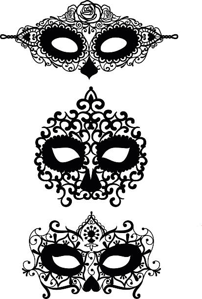 Dia De Los Muertos Máscara De renda modelos - ilustração de arte vetorial