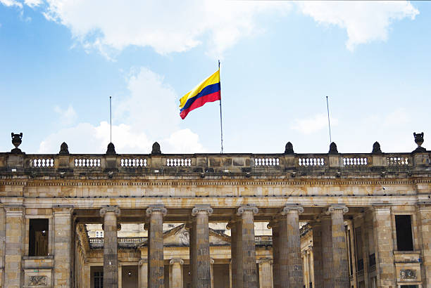 House of representatives. Front view of the house of representatives in Bogotá, Colombia. Government building that works as the headquarters of the congress and representatives chamber in Colombia, know as"Casa de Nariño". colombian ethnicity stock pictures, royalty-free photos & images