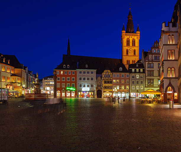 istock Vintage Small Houses at Night, Trier, Germany 493597982