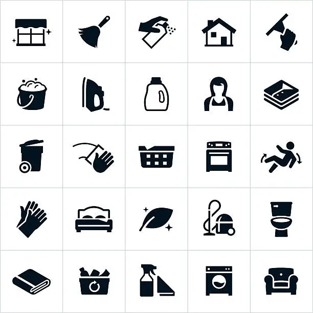 Vector illustration of Cleaning and Housekeeping Icons
