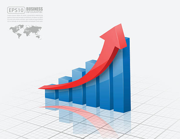 ilustracja wektorowa 3d wykres - computer graphic number achievement analyzing stock illustrations