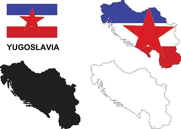 Yugoslavia map vector, Yugoslavia flag vector, Yugoslavia isolated white background Yugoslavia map vector, Yugoslavia flag vector, Yugoslavia isolated white background serbia and montenegro stock illustrations