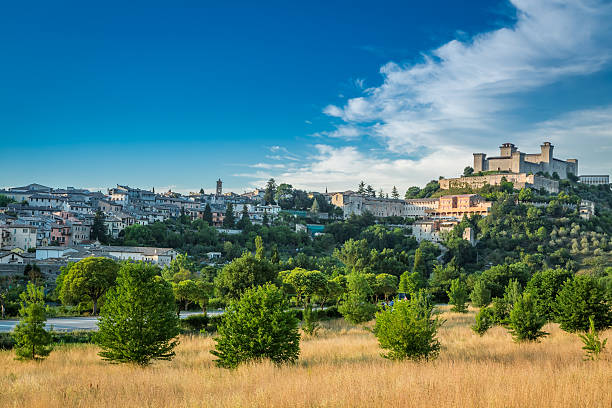 beautiful castle in spoleto, italy, umbria - spoleto bildbanksfoton och bilder