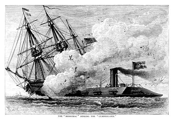 The Merrimac Sinking The Cumberland The Merrimac Sinking The Cumberland sinking ship pictures pictures stock illustrations