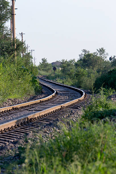 istock railway track winding in the mining field 493601760