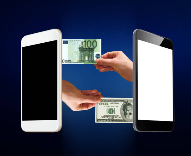 istock Smart phone - Money exchange Euro -Dollar 493604606