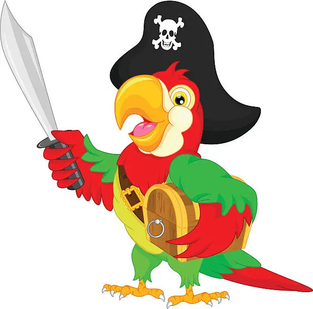 Vector illustration of pirate parrot cartoon