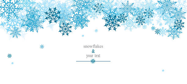 winter print with blue snowflakes winter print with blue snowflakes snowflake shape borders stock illustrations