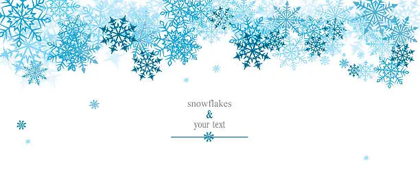 Vector illustration of winter print with blue snowflakes