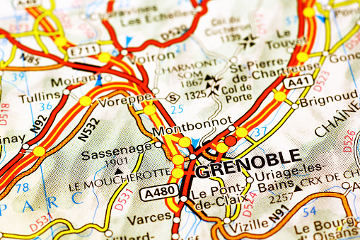 Area of Grenoble on a map