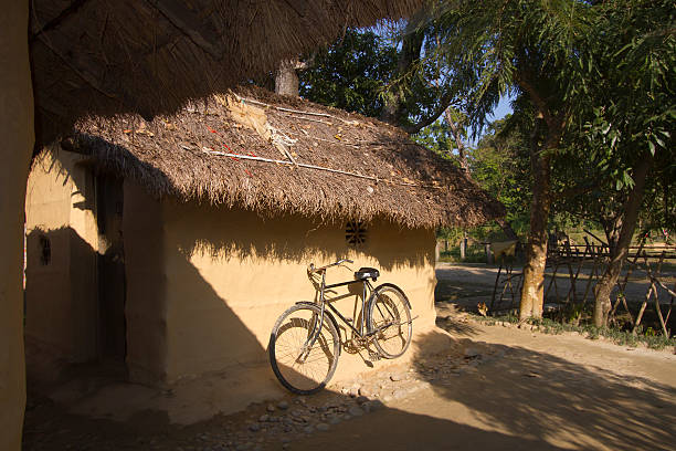 istock Traditional taru house with indian bicycle 493608343
