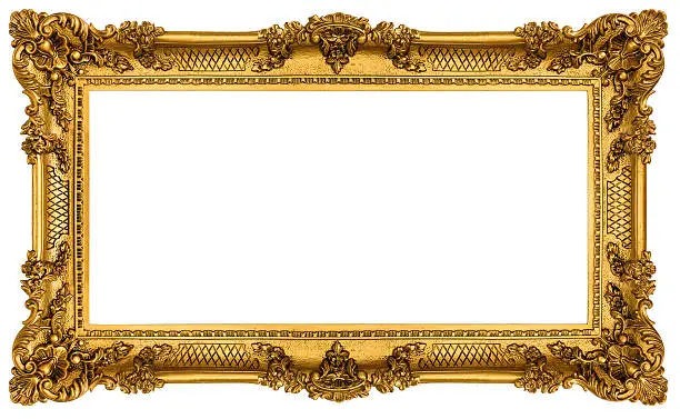 Photo of Rich Golden Frame isolated on white background