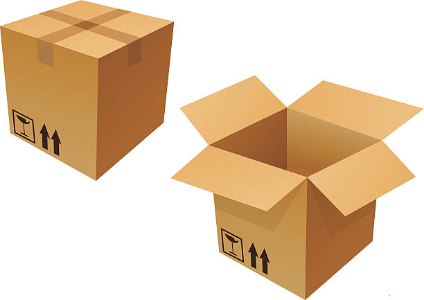 box big box open and closed house numbers stock illustrations