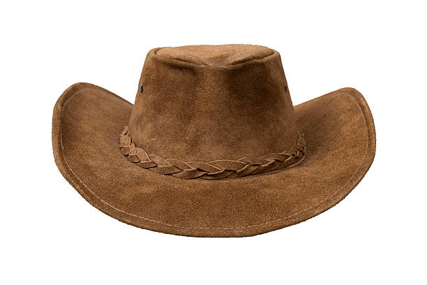 Cowboy suede leather hat Brown cowboy leather hat isolated over white with clipping path. cowboy hat stock pictures, royalty-free photos & images