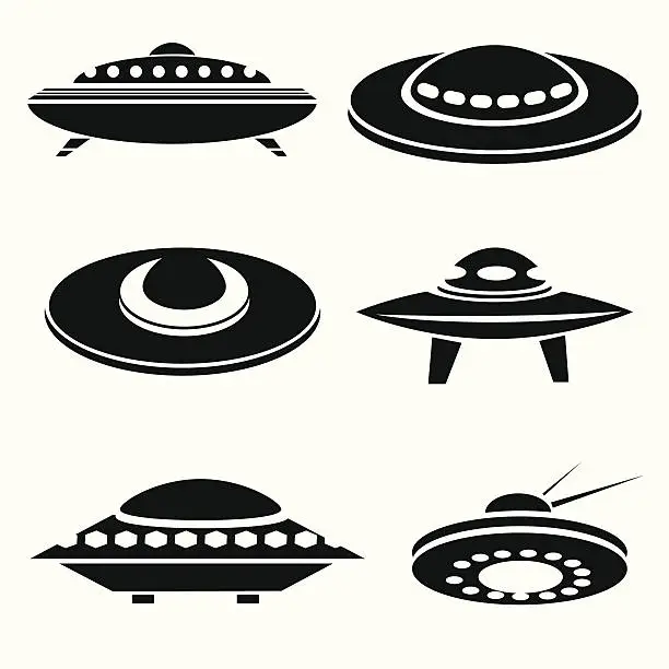 Vector illustration of silhouettes of spaceships