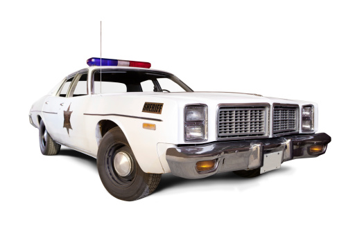 Classic Sheriff car, isolated on white.