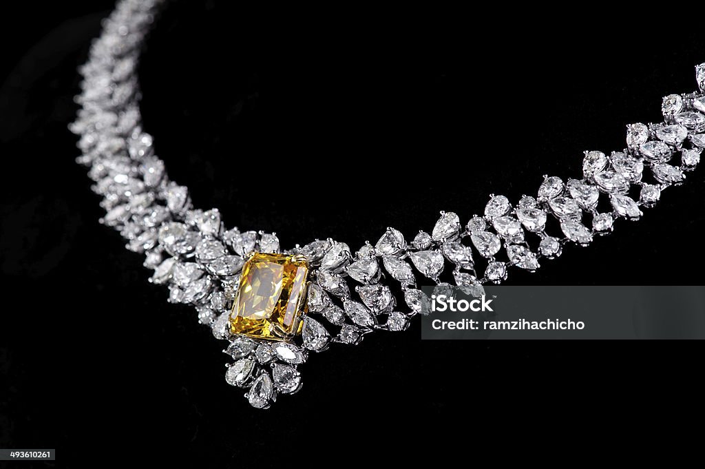 diamonds necklace shot against a black background Diamond - Gemstone Stock Photo