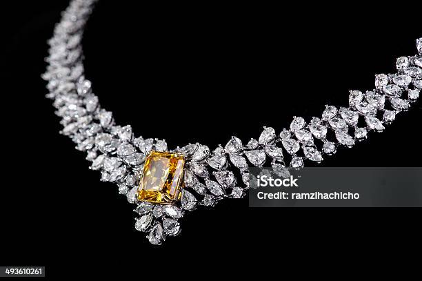 Diamonds Necklace Shot Against A Black Background Stock Photo - Download Image Now - Diamond - Gemstone, Necklace, Jewelry