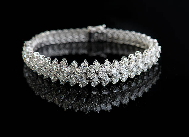 istock Jewelry diamond bracelet on a black background 493610327