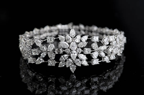 istock Jewelry diamond bracelet on a black background 493610387