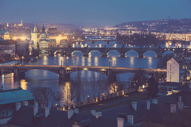 istock Prague at Twilight, view of Bridges on Vltava 493612173