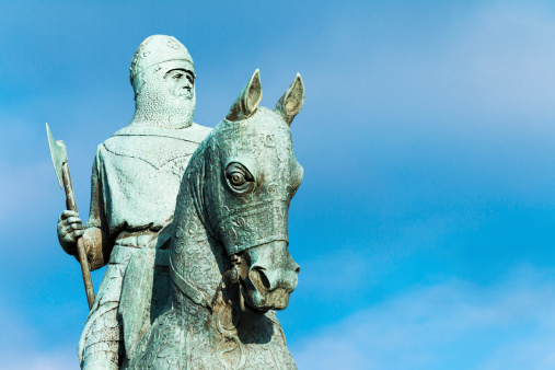 Statue of King Robert the Bruce at Bannockburn, just south of Stirling, Scotland.